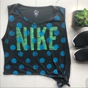 Nike Black And Blue Polka Dot Graphic Crop Top